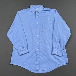 Brooks Brothers Shirt Mens Extra Large 17.5 Blue Cotton Made In USA Makers